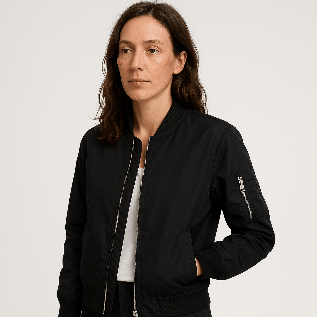 Lavinque Coats & Jackets Noir / S Blouson Bomber Beige | Coupe Courte | Look Urbain Décontracté