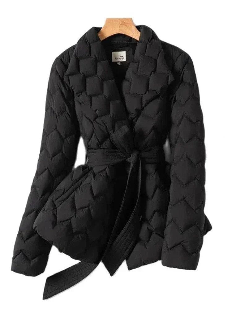 Lavinque Coats & Jackets Noir / S Doudoune Ceinturée | Camel | Matelassée & Élégante