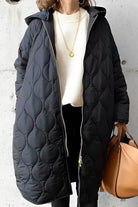 Lavinque Coats & Jackets Noir / S Manteau Matelassé Long à Capuche | Kaki | Léger et Protecteur