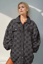Lavinque Coats & Jackets Noir / S Surchemise Peluche | Écru à Carreaux | Oversize & Douillette