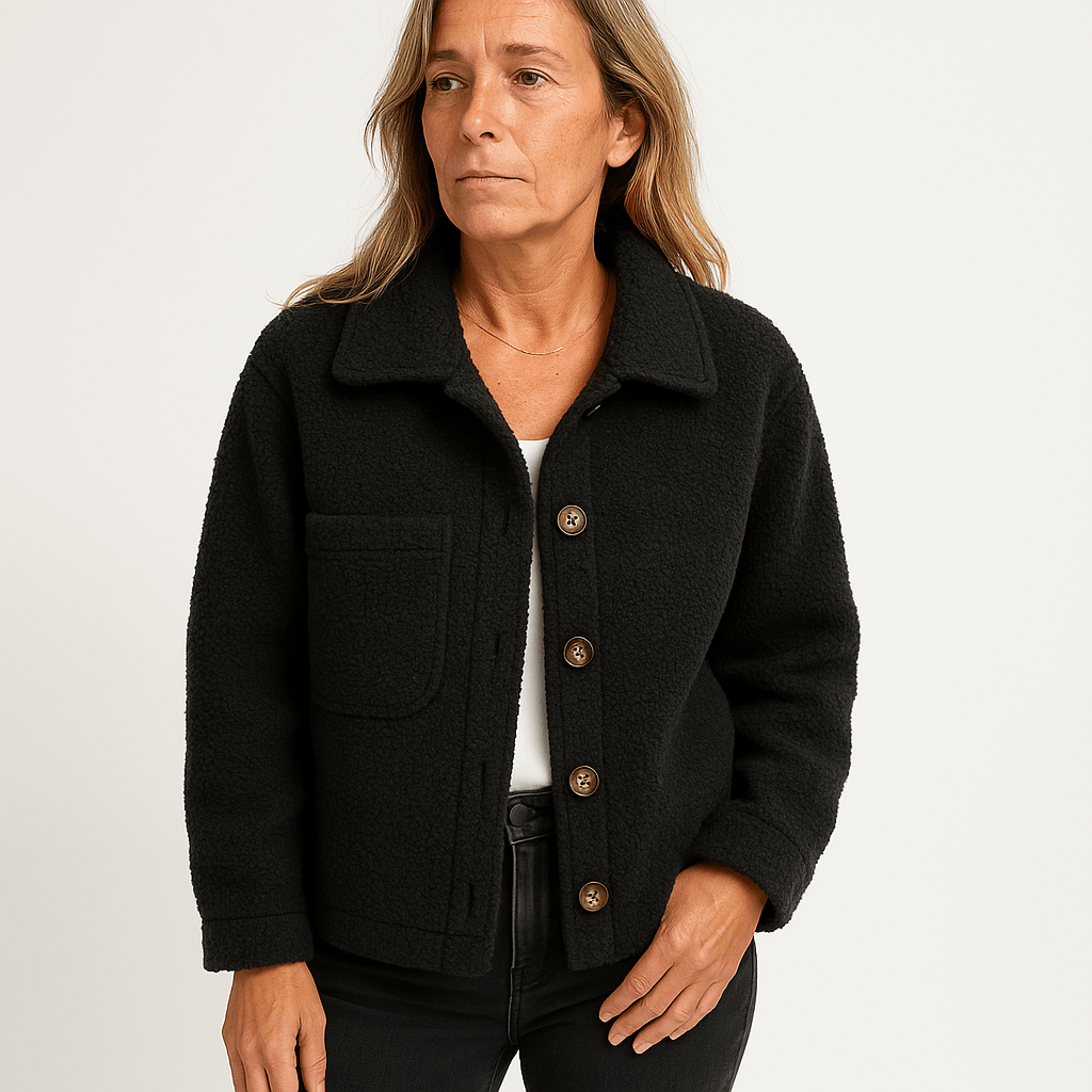 Lavinque Coats & Jackets Noir / S Veste Courte Bouclée | Jaune Moutarde | Douceur & Style Automnal