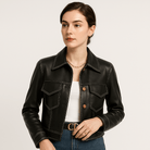Lavinque Coats & Jackets Noir / S Veste Courte Effet Cuir | Coupe Graphique | Style Urbain et Audacieux