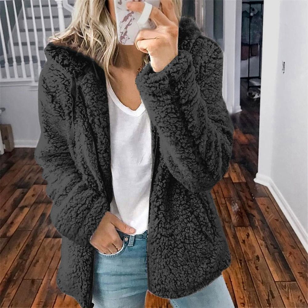 Lavinque Coats & Jackets Noir / S Veste Douillette en Fausse Fourrure | Cocooning | Chaude et Tendance