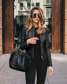 Lavinque Coats & Jackets Noir / S Veste en Cuir Femme | Motard | Élégante et Tendance