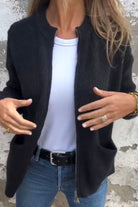Lavinque Coats & Jackets Noir / S Veste en Maille Grise | Coupe Droite | Chic Minimaliste