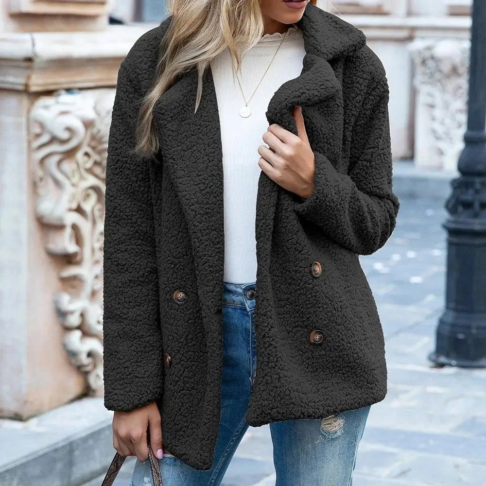 Lavinque Coats & Jackets Noir / S Veste en Mouton Bouclé | Marron Chocolat | Douce et Tendance