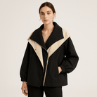 Lavinque Coats &Jackets Noir / S Veste Mi-Saison Bicolore | Col Oversize | Design Moderne et Confortable
