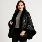 Lavinque Coats & Jackets Noir / S Veste Pailletée en Fausse Fourrure | Chaude et Élégante | Style Glamour Hiver