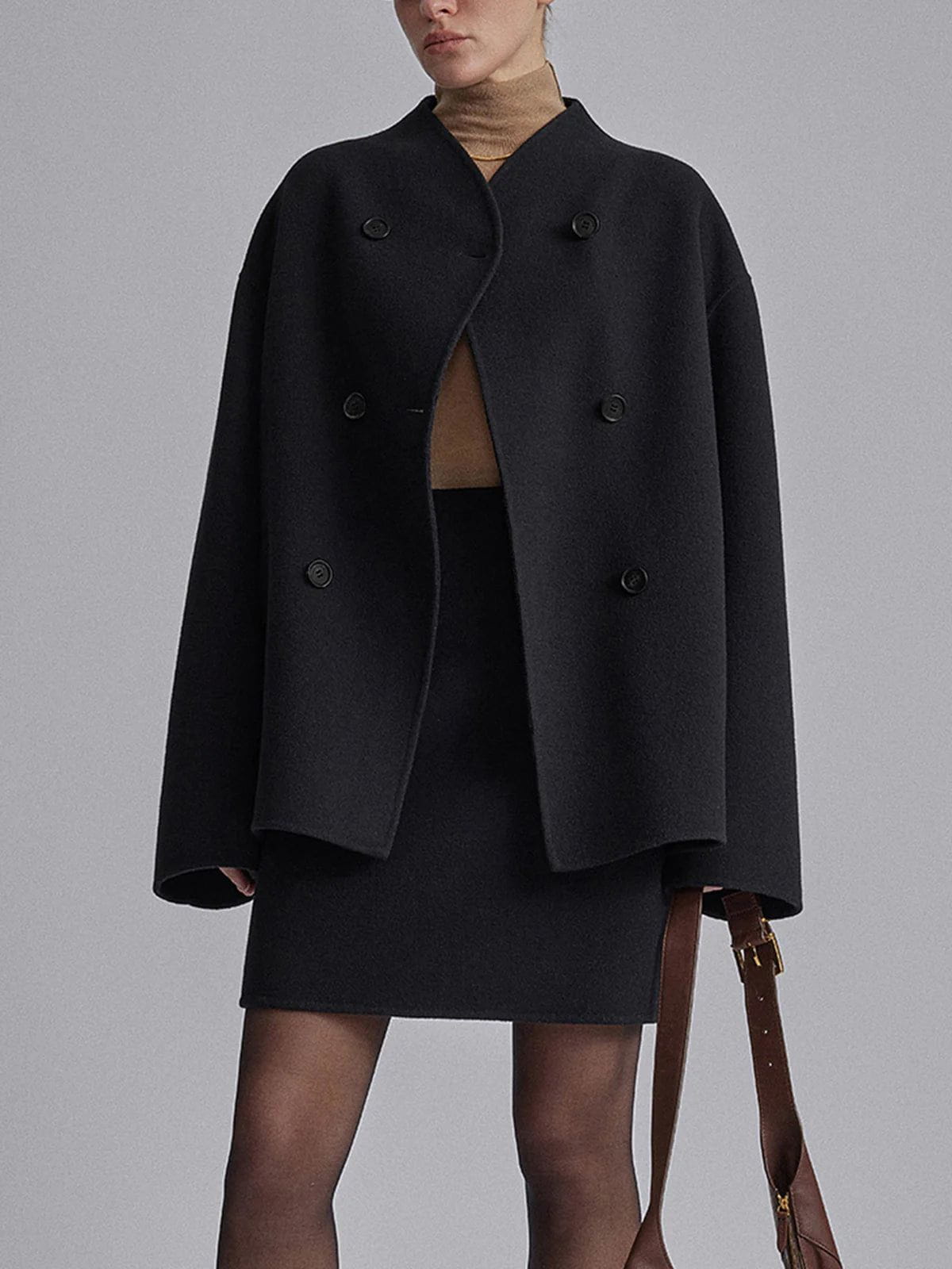 Lavinque Coats & Jackets Noir / XS Manteau Court en Laine | Taupe | Structuré et Tendance