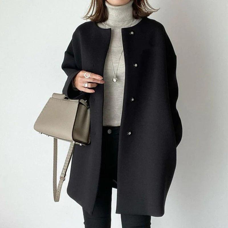 Lavinque Coats & Jackets Noir / XS Manteau Minimaliste Boutonné | Noir | Structuré et Polyvalent