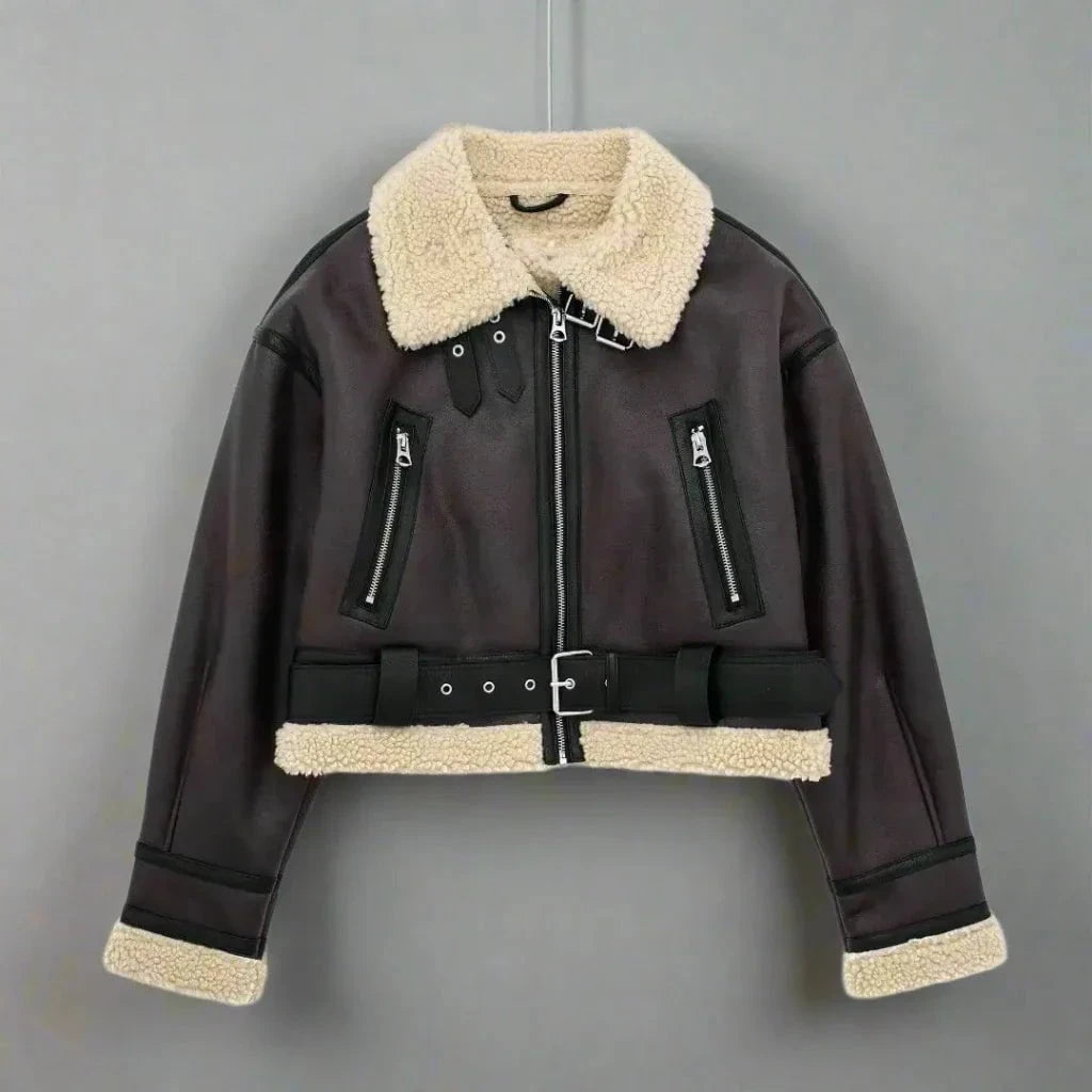 Lavinque Coats & Jackets Noir / XS Veste Aviateur | Similicuir Doublé | Tendance Hivernale