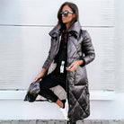 Lavinque Coats & Jackets Obsidienne / S Doudoune Longue Matelassée | Noir Brillant | Chaude, Moderne et Sport-Chic