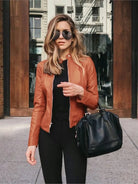 Lavinque Coats & Jackets Orange / S Blouson Cuir | Coupe Ajustée | Élégance et Caractère