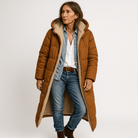Lavinque Coats & Jackets Orange / S Manteau Long Matelassé Kaki | Doublure Chaude en Fausse Fourrure | Parfait pour l’Hiver