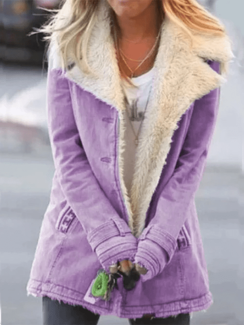 Lavinque Coats & Jackets Pourpre / S Veste Doublée en Mouton Synthétique | Vert Pomme | Chaude et Décontractée