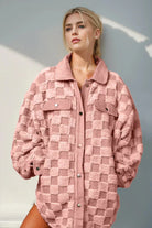 Lavinque Coats & Jackets Rose Bébé / S Surchemise Peluche | Écru à Carreaux | Oversize & Douillette