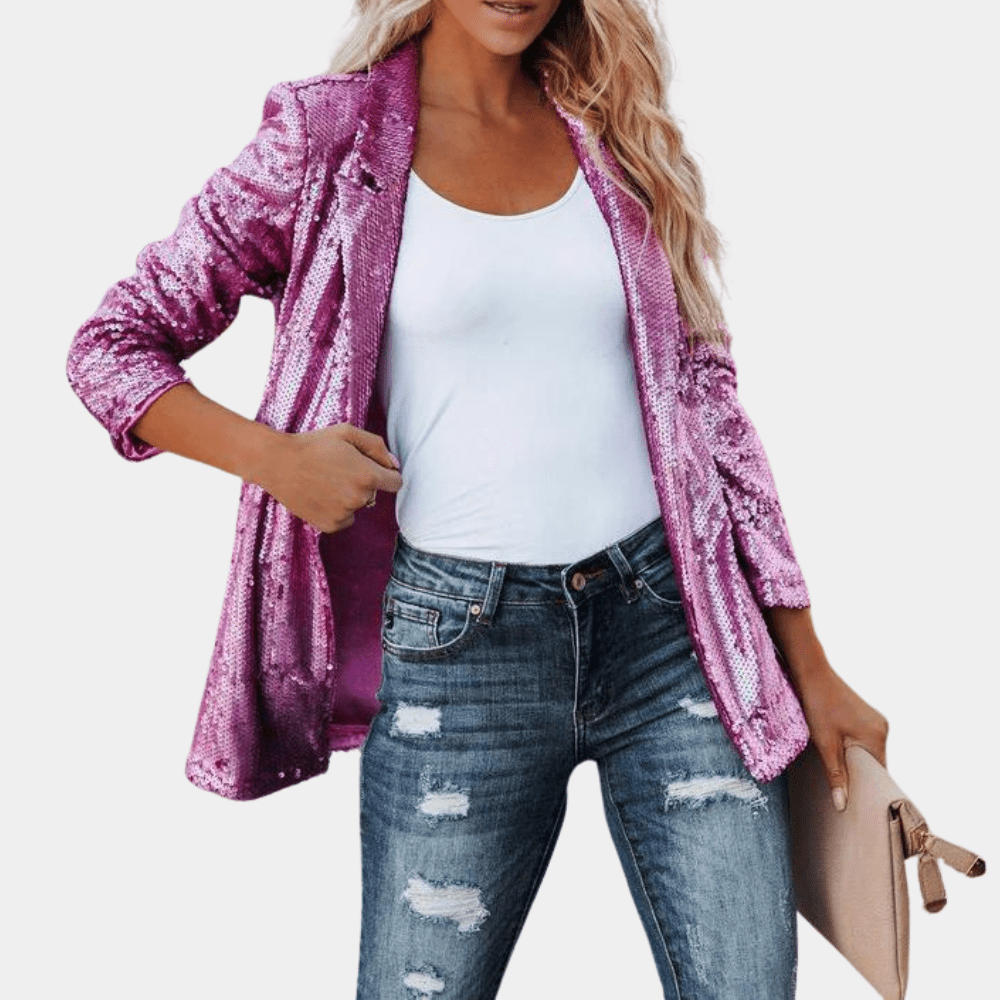 Lavinque Coats & Jackets Rose / S Blazer à Paillettes Noir | Festif | Brillant et Élégant