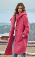 Lavinque Coats & Jackets Rose / S Manteau Long en Laine Bouclée | Rose Intense | Oversize et Douillet
