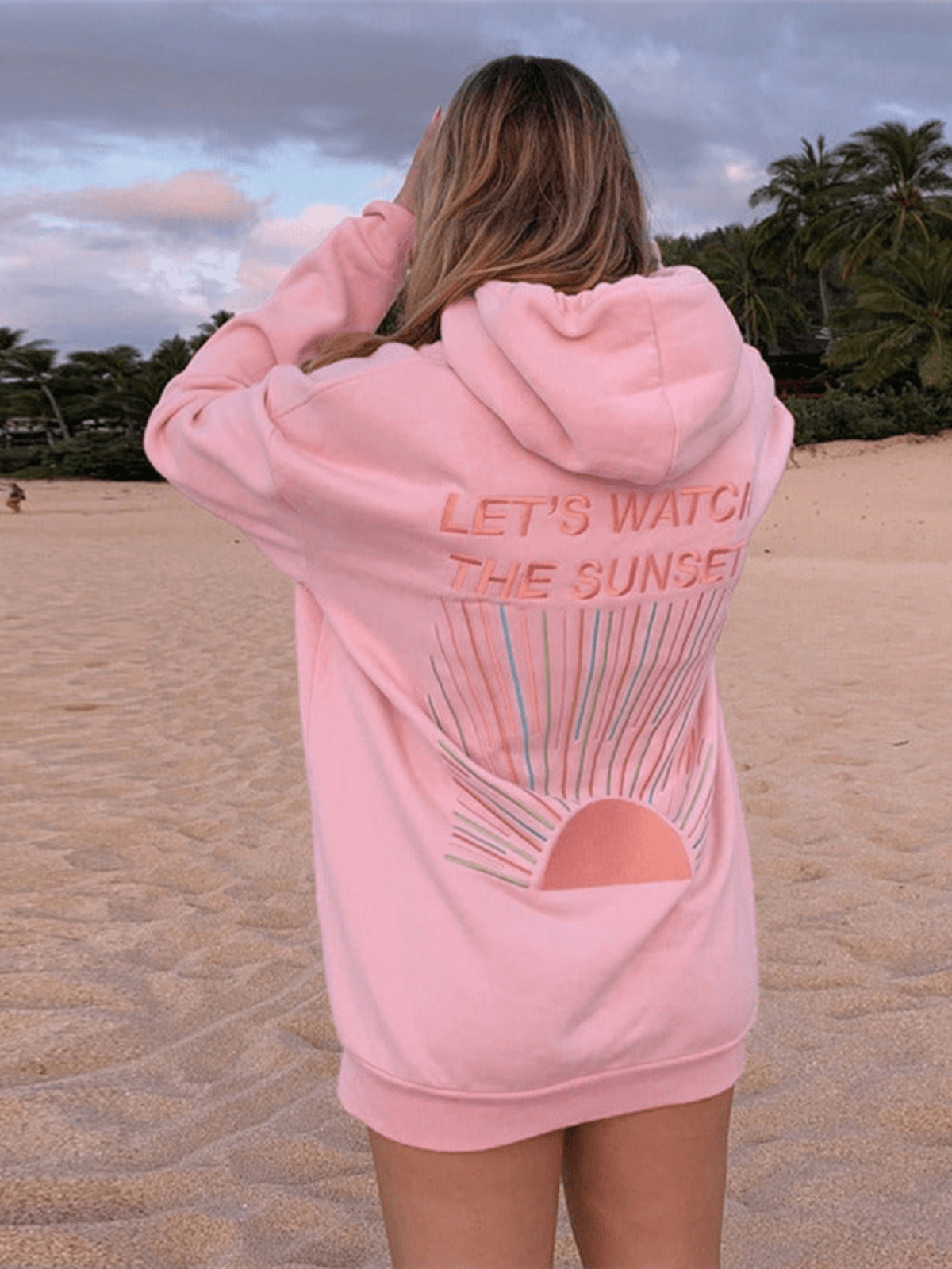 Lavinque Coats & Jackets Rose / S Sweat à Capuche Sunset | Coton Mélangé | Confort Graphique et Estival