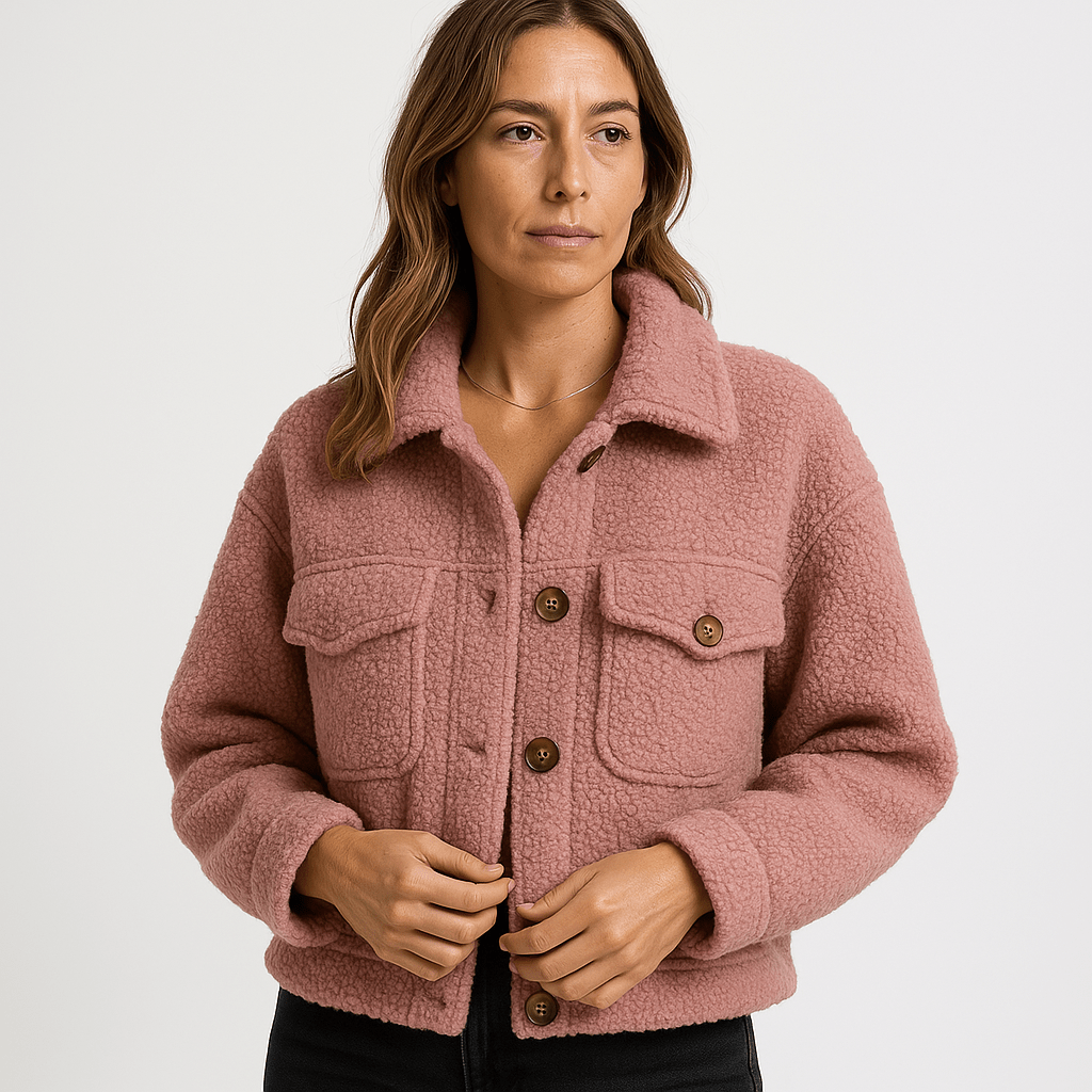 Lavinque Coats & Jackets Rose / S Veste Courte Bouclée | Jaune Moutarde | Douceur & Style Automnal