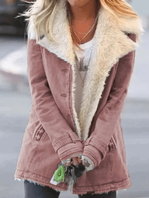 Lavinque Coats & Jackets Rose / S Veste Doublée en Mouton Synthétique | Vert Pomme | Chaude et Décontractée