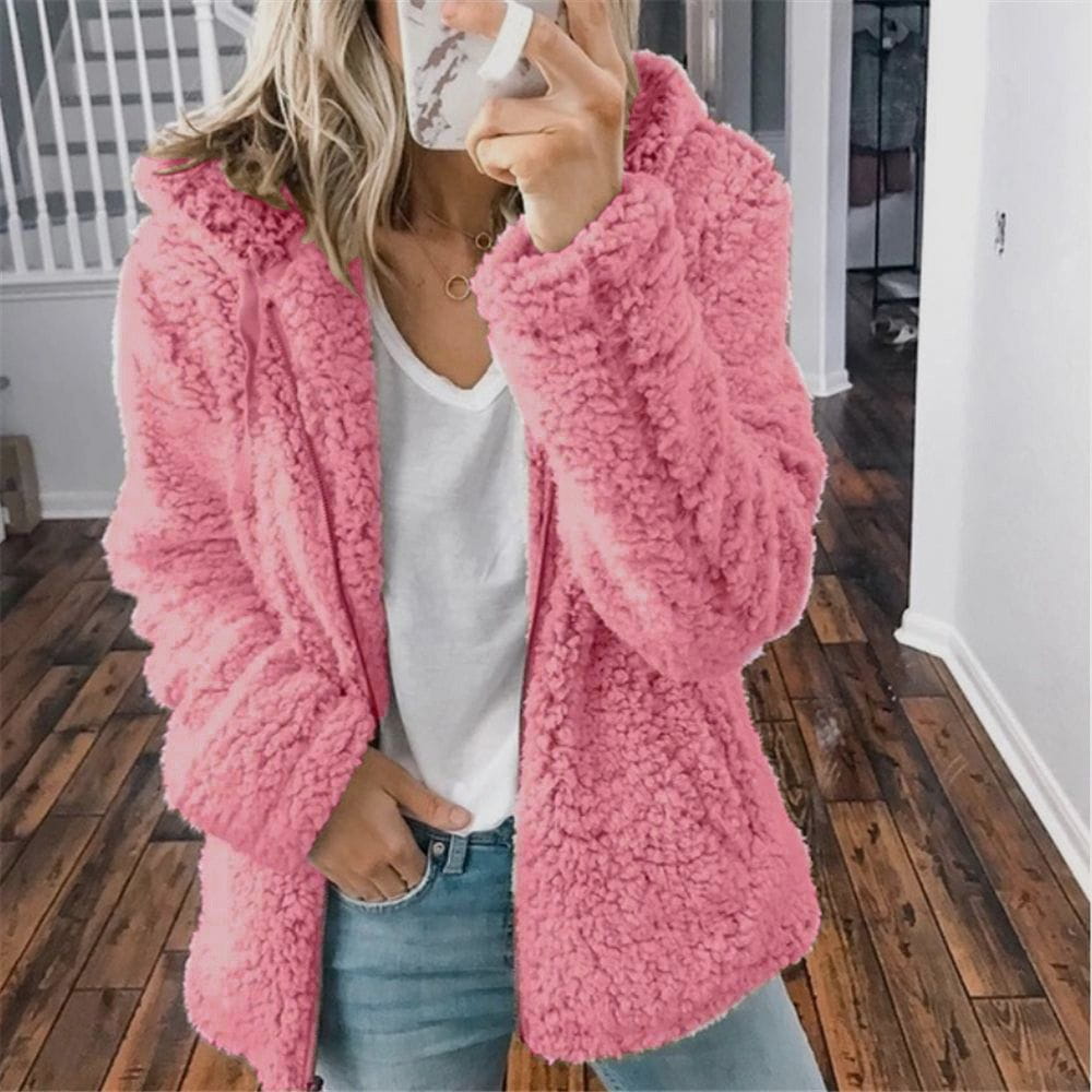Lavinque Coats & Jackets Rose / S Veste Douillette en Fausse Fourrure | Cocooning | Chaude et Tendance