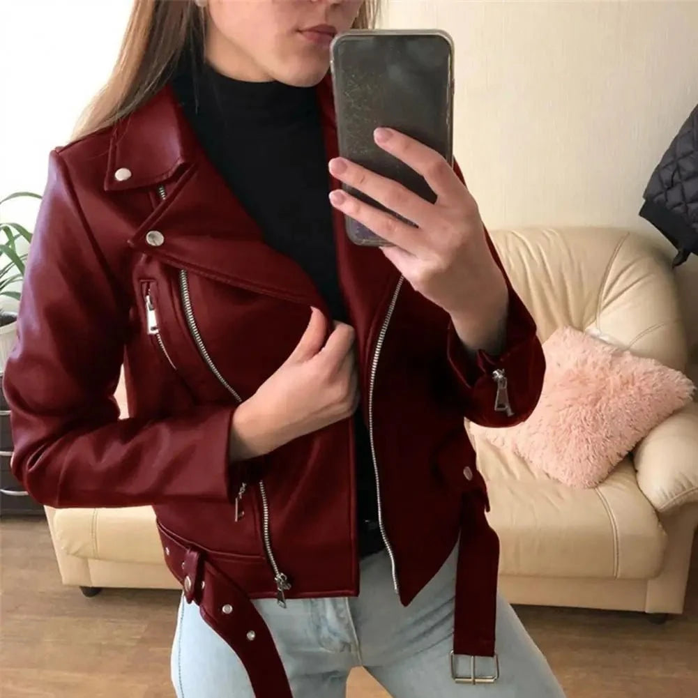 Lavinque Coats & Jackets Rouge / M Blouson Biker | Simili Cuir | Tendance et Intemporel