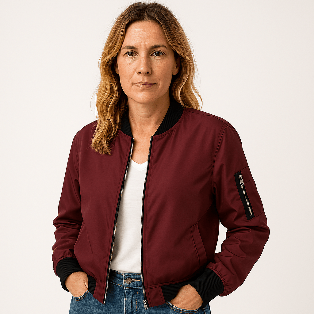 Lavinque Coats & Jackets Rouge / S Blouson Bomber Beige | Coupe Courte | Look Urbain Décontracté