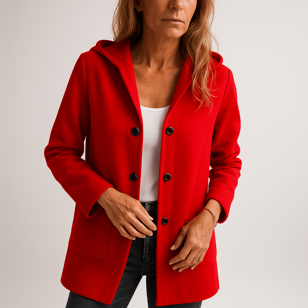 Lavinque Coats & Jackets Rouge / S Manteau Fuchsia à Capuche | Coupe Droite | Élégant et Audacieux