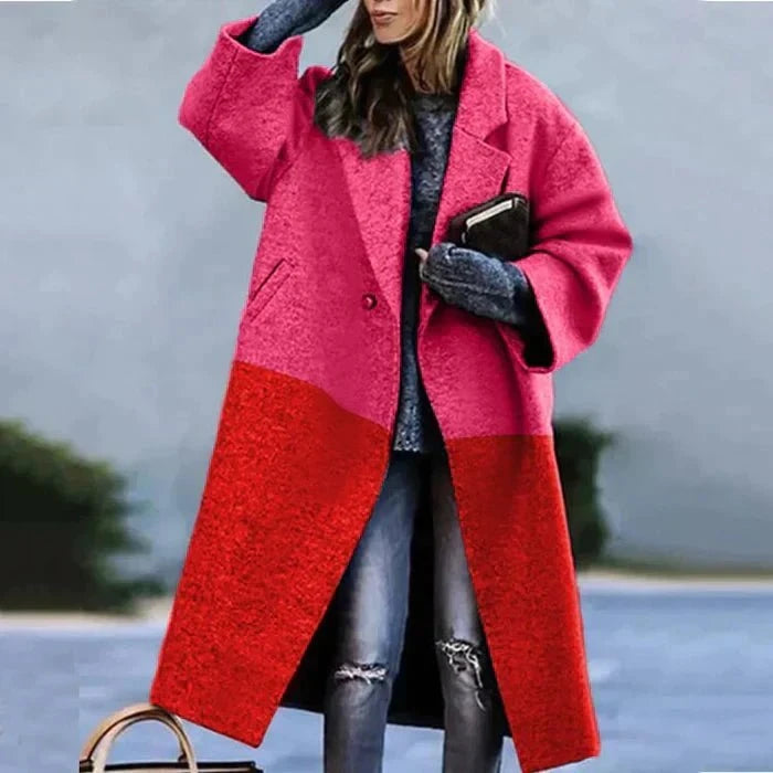 Lavinque Coats & Jackets Rouge / S Manteau Oversize en Laine | Gris Chiné | Moderne et Enveloppant
