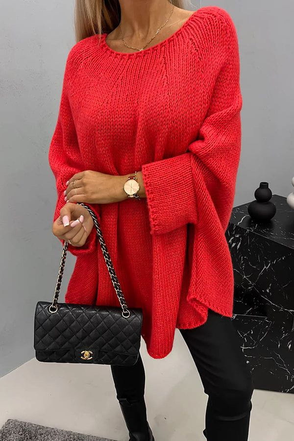 Lavinque Coats & Jackets Rouge / S Poncho en Tricot | Coupe Oversize | Élégance et Confort
