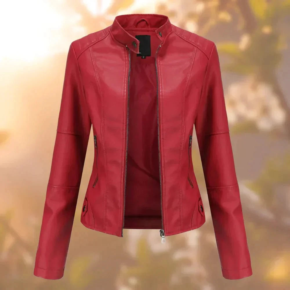 Lavinque Coats & Jackets Rouge / S Veste Simili Cuir Noire | Style Motard | Moderne et Intemporelle