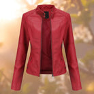 Lavinque Coats & Jackets Rouge / S Veste Simili Cuir Noire | Style Motard | Moderne et Intemporelle