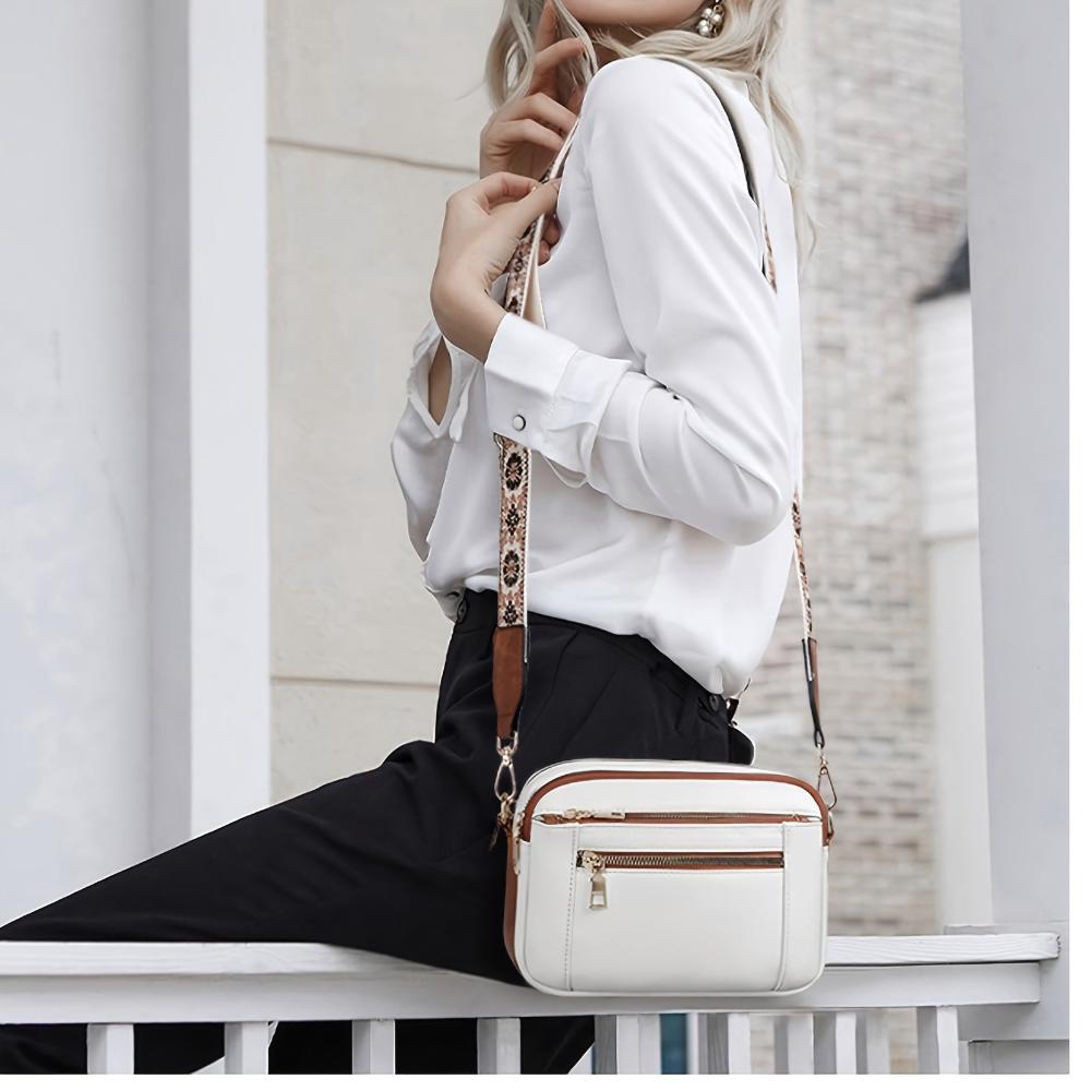 Lavinque Coats & Jackets Sac Bandoulière | Blanc & Marron | Bohème & Pratique