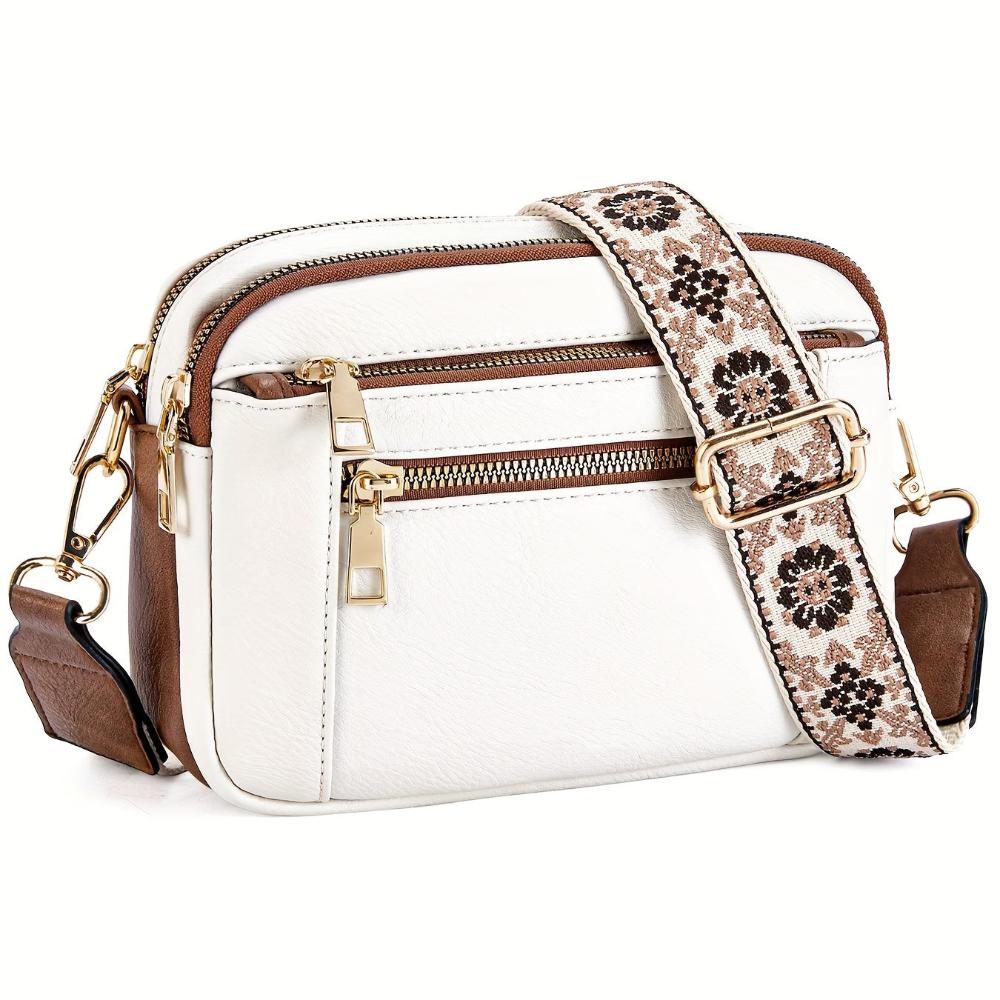 Lavinque Coats & Jackets Sac Bandoulière | Blanc & Marron | Bohème & Pratique