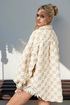 Lavinque Coats & Jackets Surchemise Peluche | Écru à Carreaux | Oversize & Douillette