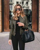 Lavinque Coats & Jackets Vert armée / S Blouson Cuir | Coupe Ajustée | Élégance et Caractère