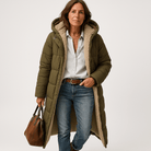 Lavinque Coats & Jackets Vert armée / S Manteau Long Matelassé Kaki | Doublure Chaude en Fausse Fourrure | Parfait pour l’Hiver