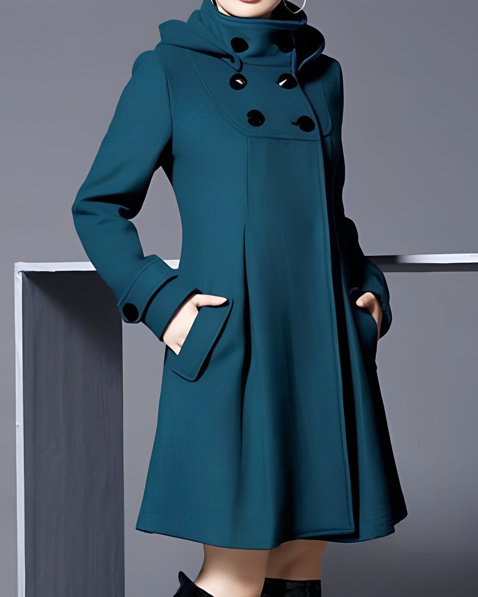 Lavinque Coats & Jackets Vert foncé / S Manteau Élégant Hiver | Coupe Évasée | Style Chic