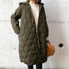Lavinque Coats & Jackets Vert foncé / S Manteau Matelassé Long à Capuche | Kaki | Léger et Protecteur
