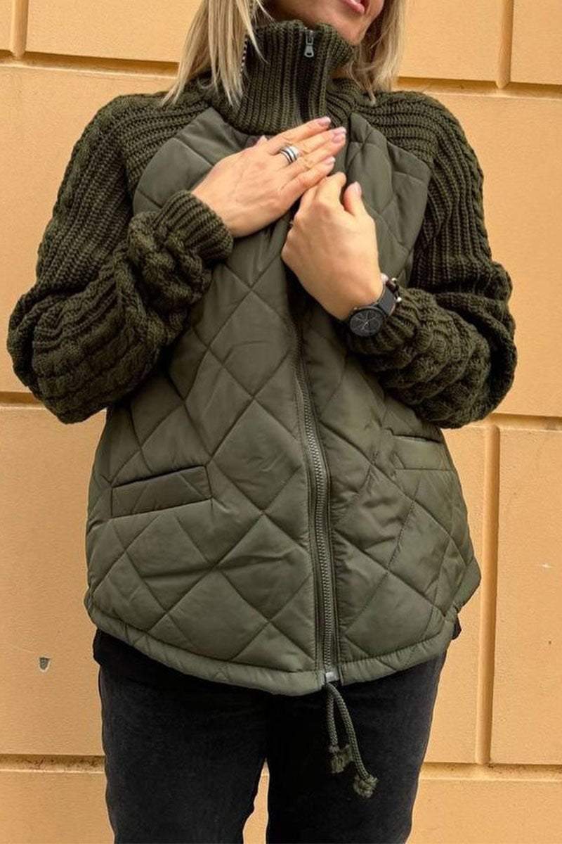 Lavinque Coats & Jackets Vert Forêt / XXL Veste Matelassée Bicolore | Beige | Douce et Texturée