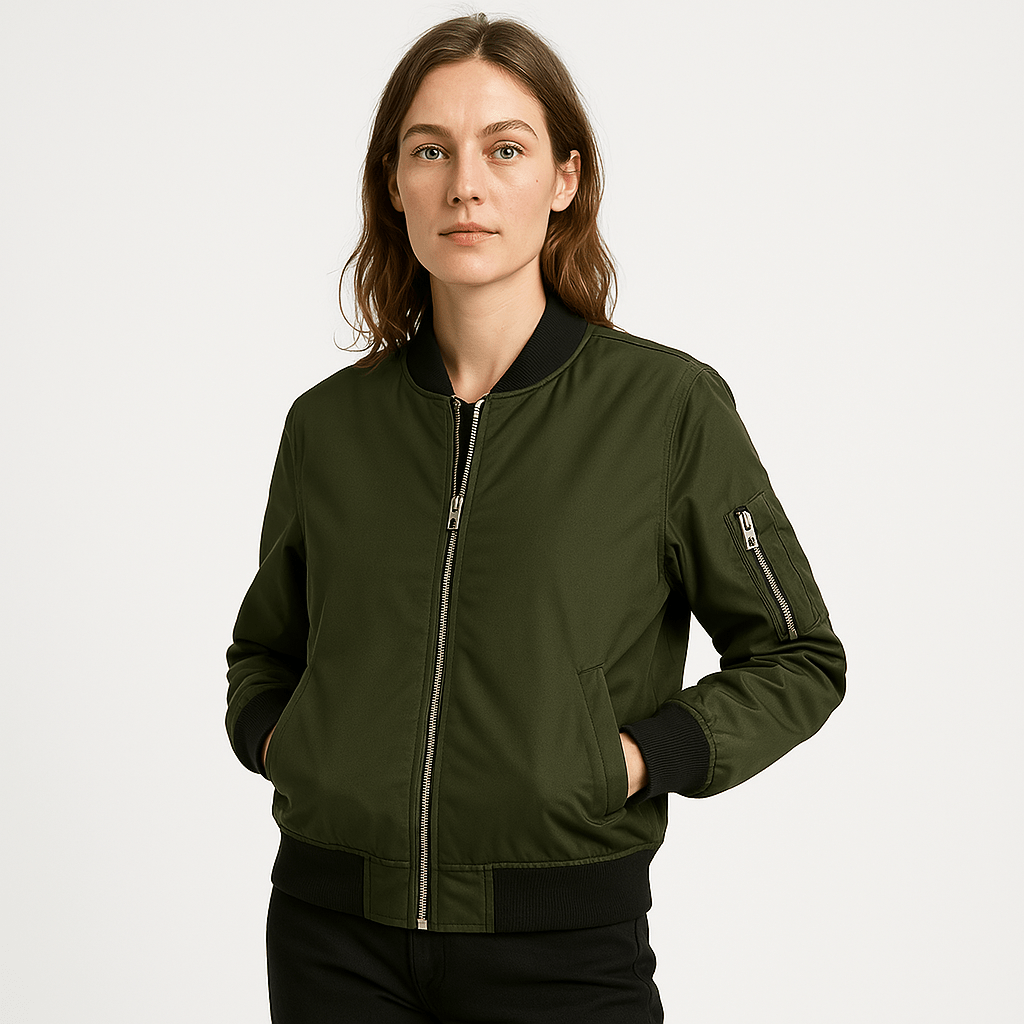 Lavinque Coats & Jackets Vert / S Blouson Bomber Beige | Coupe Courte | Look Urbain Décontracté