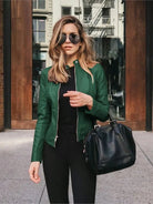 Lavinque Coats & Jackets Vert / S Blouson Cuir | Coupe Ajustée | Élégance et Caractère