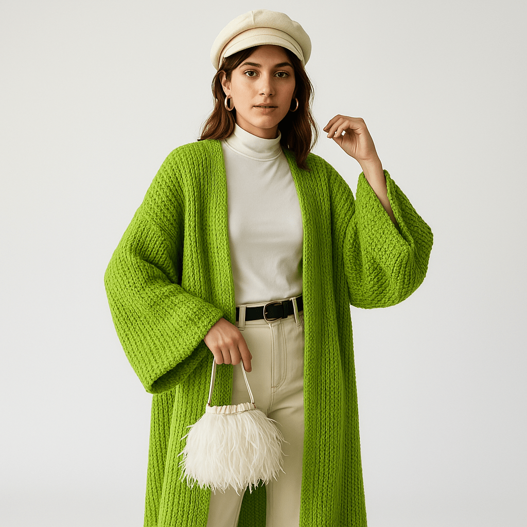 Lavinque Coats & Jackets Vert / S Manteau Long Beige | Léger et Ouvert | Élégance Décontractée