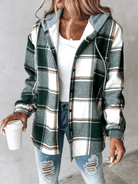 Lavinque Coats & Jackets Vert / S Veste Chemise à Capuche | Style Décontracté | Motif Carreaux