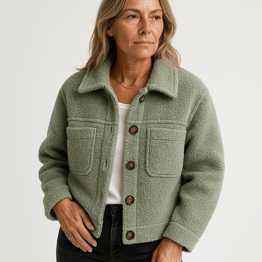 Lavinque Coats & Jackets Vert / S Veste Courte Bouclée | Jaune Moutarde | Douceur & Style Automnal