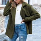 Lavinque Coats & Jackets Vert / S Veste en Mouton Bouclé | Marron Chocolat | Douce et Tendance
