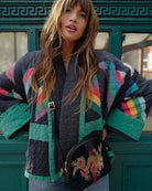 Lavinque Coats & Jackets Vert / S Veste Oversize Ethnique | Multicolore | Audacieuse et Confortable
