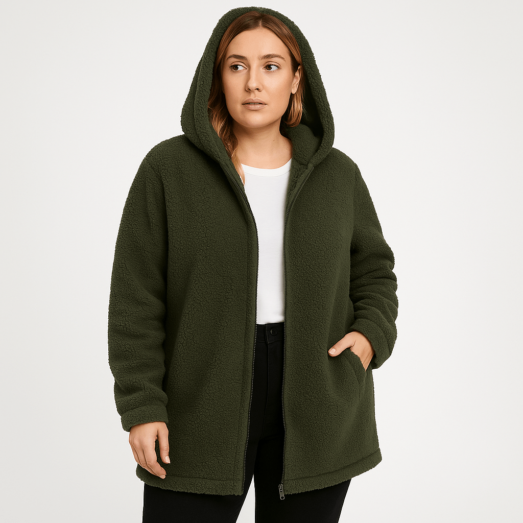 Lavinque Coats & Jackets Vert / S Veste Polaire Kaki à Capuche | Douce & Zippée | Parfaite pour l’Hiver