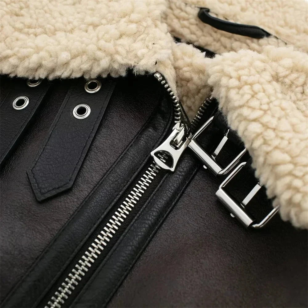 Lavinque Coats & Jackets Veste Aviateur | Similicuir Doublé | Tendance Hivernale